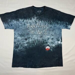 Vtg Liquid Blue Pink Floyd The Wall Mens Band T-Shirt XL Y2K Tie Dye A5